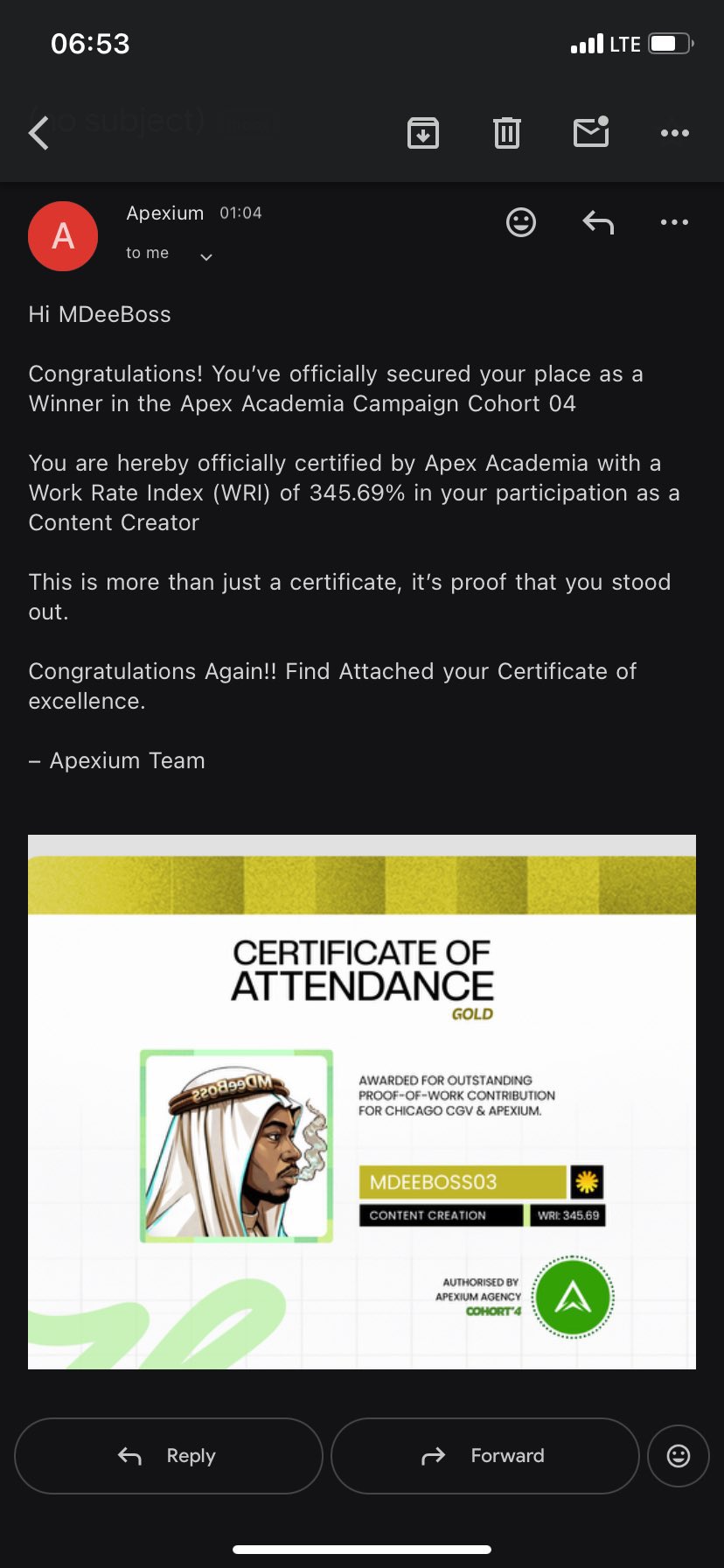 Apexium Gold Certificate — MDeeBoss